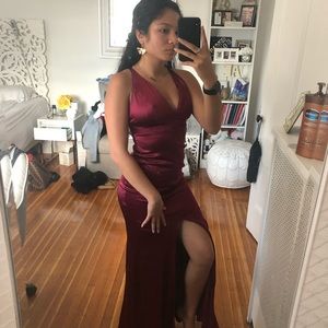 Red Satin Prom Dress
